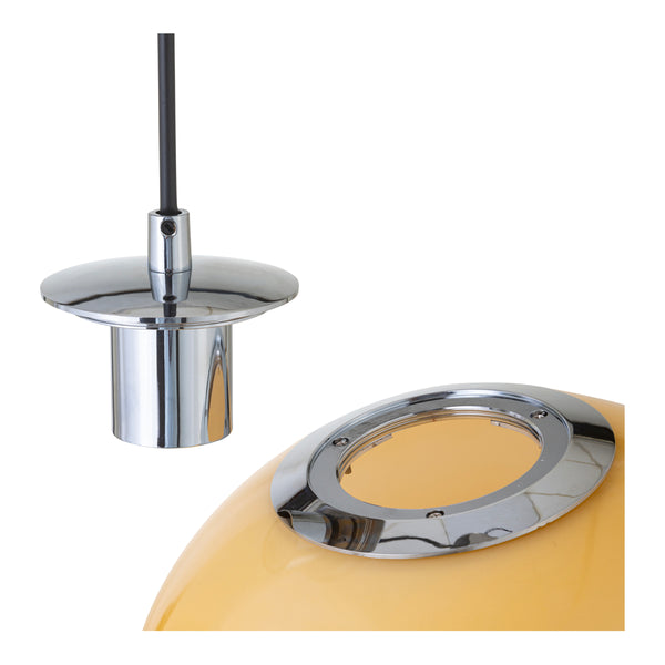 Ida Pendant Light with Amber Shade and Silver Detail