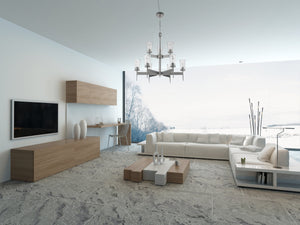 Flair 9 Light Chandelier in Antique Nickel Finish