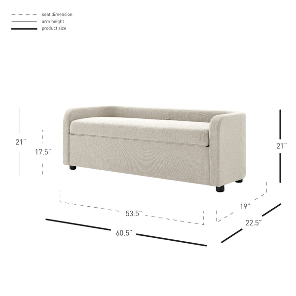 Wendy KD Fabric Storage Bench, Meridian Cream