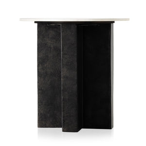 Terrell Round End Table In Plsh White
