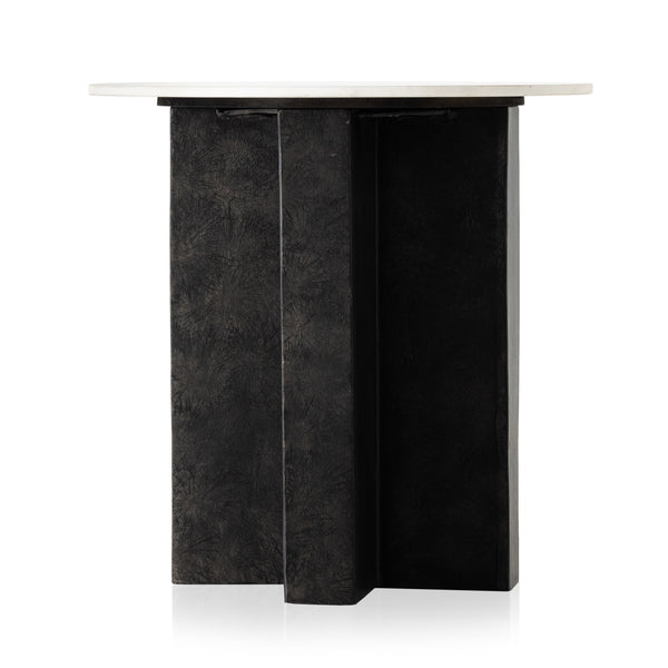 Terrell Round End Table In Plsh White