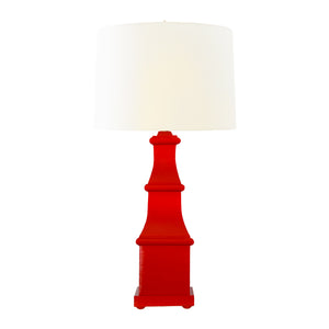 HANDPAINTED TIERED TOLE TABLE LAMP IN RED