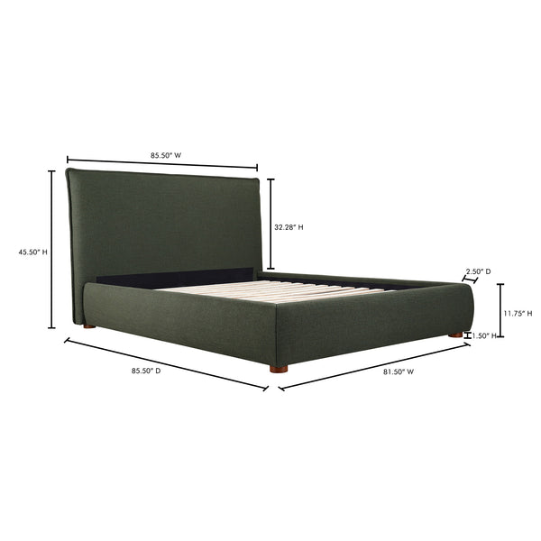Moe's Luzon King Bed in Deep Forest Green