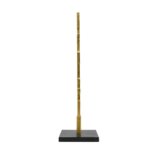 BRUTALIST METAL SCUPLTURE WITH BLACK MARBLE BASE