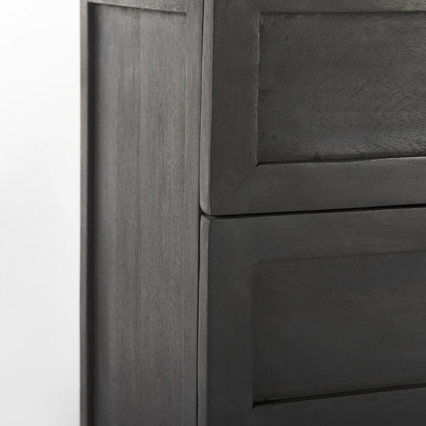 Divina Black-Brown Wood w/ White Marble Top and Black Metal Base Accent Cabinet