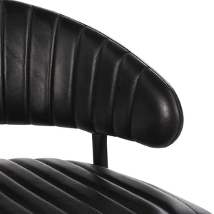 Umbria Leather Dining Chair with Iron Legs - Midnight Raven