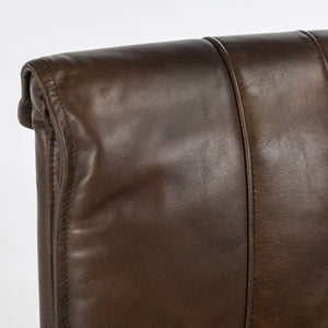 Mayer Leather Counter Stool with Hammered Iron Legs
