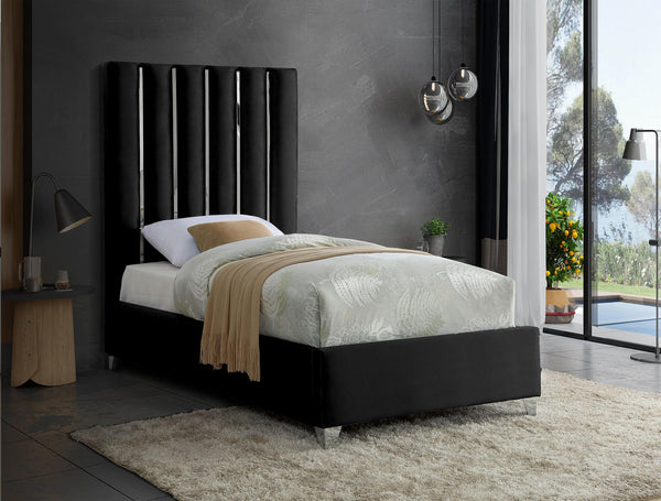 Donnie Twin Bed In Black Velvet