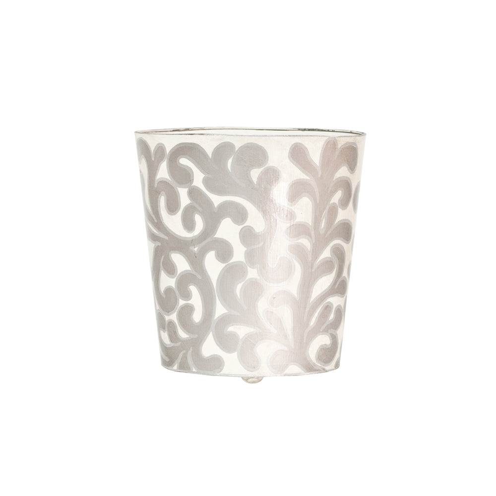 OVAL WASTEBASKET SLVR/CREAM