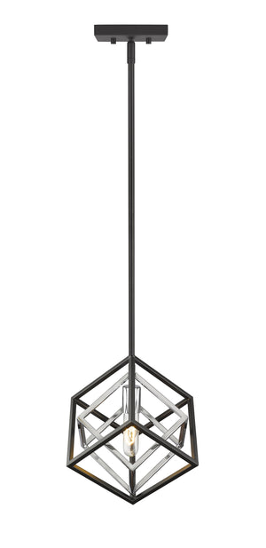 Euclid 1 Light Mini Pendant in Chrome + Matte Black Finish