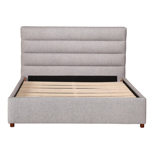 Takio King Bed in Light Grey Upholstery