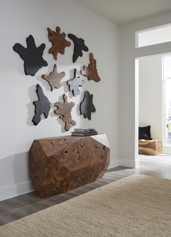 Freeform Teak Wall Slice, Large, Black