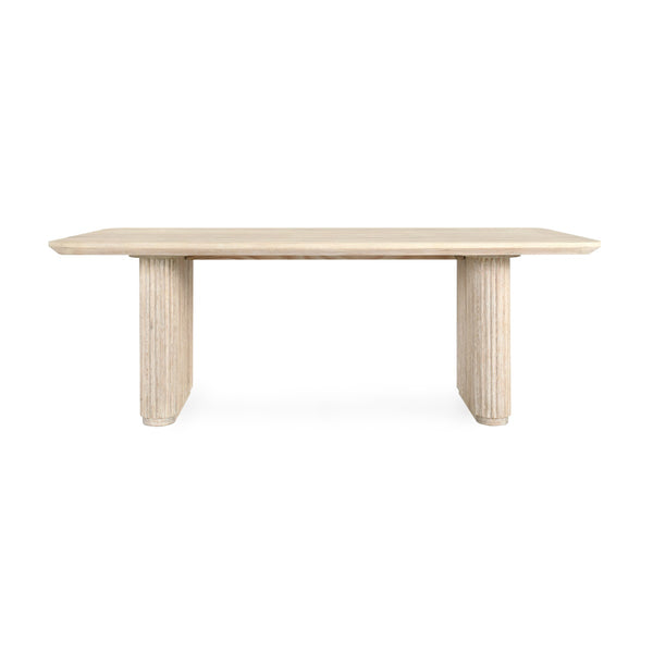 Vander Solid Wood Rectangle Dining Table, Cream Washed
