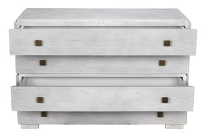 Hofman Mahogany and Veneer Dresser with Brass Pulls in White Wash Finish