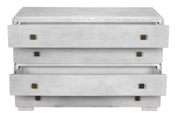 Hofman Mahogany and Veneer Dresser with Brass Pulls in White Wash Finish