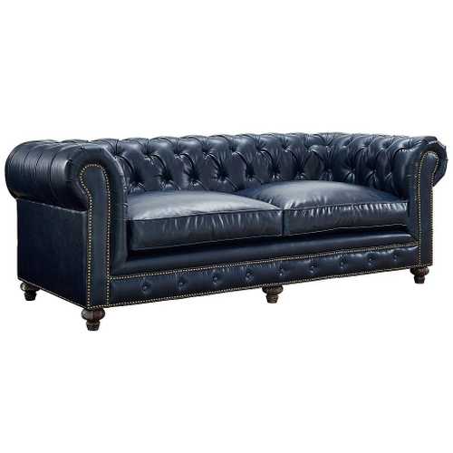 Durango Rustic Blue Leather Sofa Tov, Rustic Black Leather Sofa