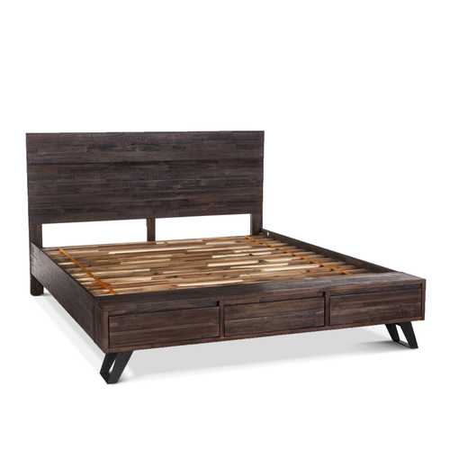 Urban Loft Acacia Wood King Bed In Dark, Dark Brown Wooden Bed Frame